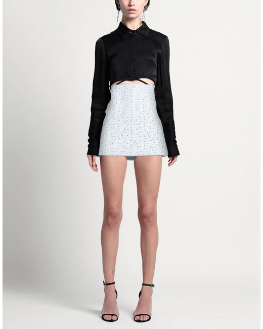 SOLOTRE Gray Sky Mini Skirt Polyester, Viscose, Acetate