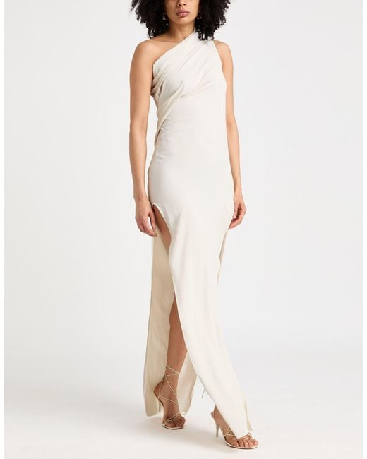 Rick Owens White Ivory Maxi Dress Acetate, Silk