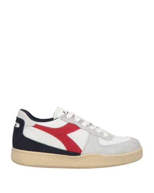 Diadora White Sneakers Leather, Textile Fibers