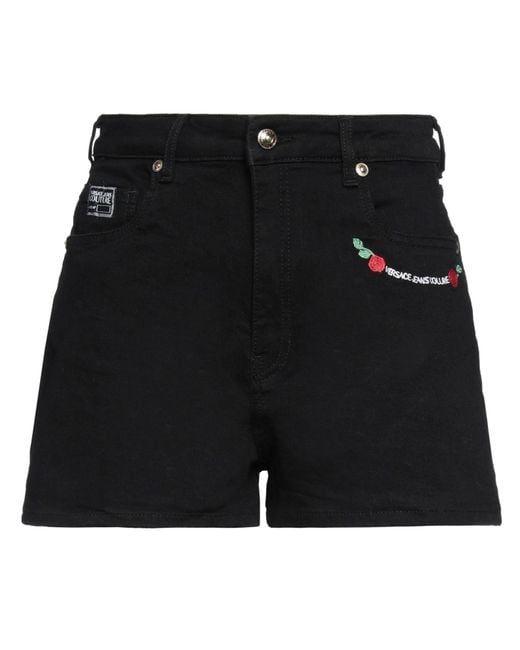 Versace Jeans Couture Black Denim Shorts Cotton, Elastane