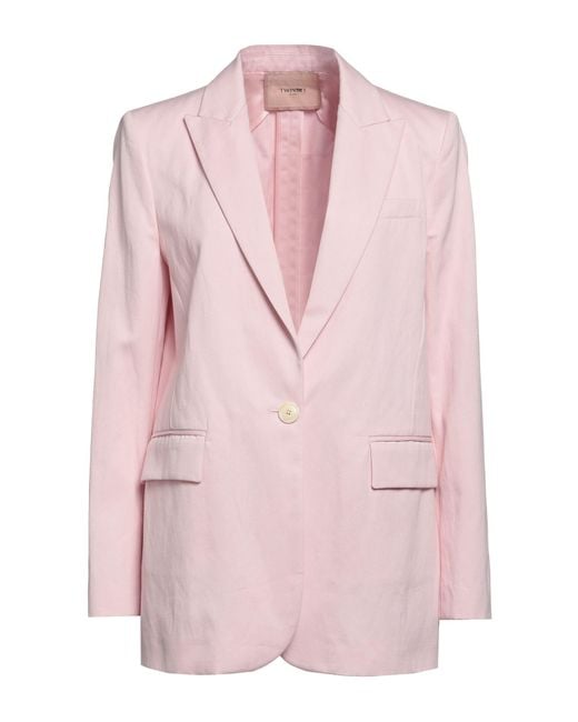 Twinset Pink Blazer Cotton, Linen
