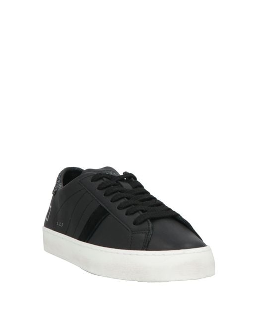 Date Black Sneakers Calfskin, Textile Fibers