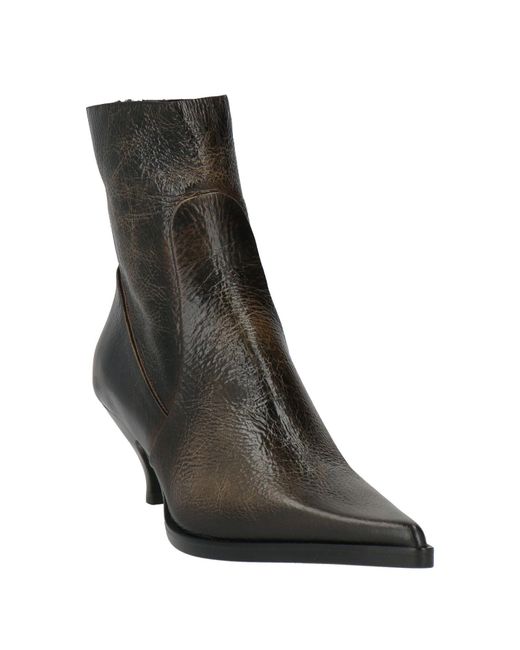 Elena Iachi Black Dark Ankle Boots Leather