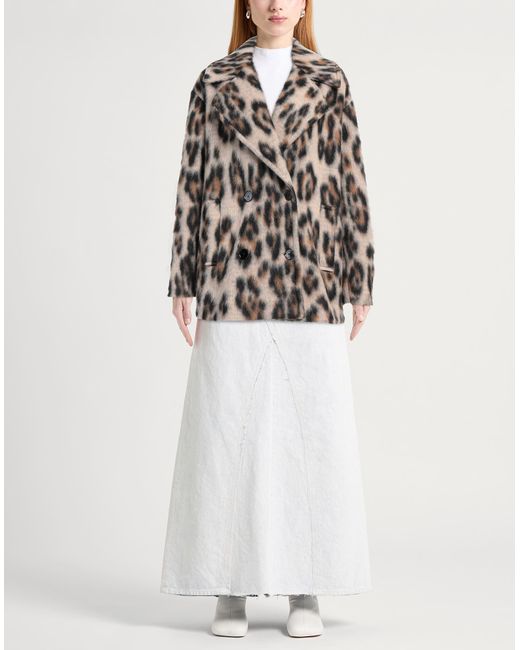 Gaelle Paris Gray Coat Polyester, Virgin Wool