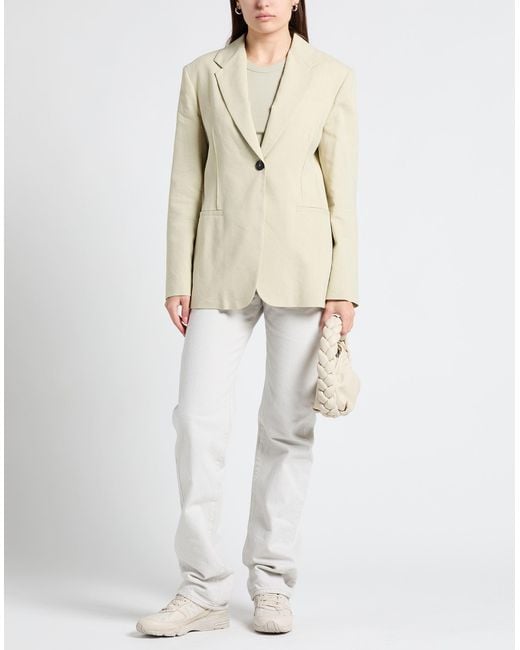 Tela Natural Sand Blazer Viscose, Linen, Elastane