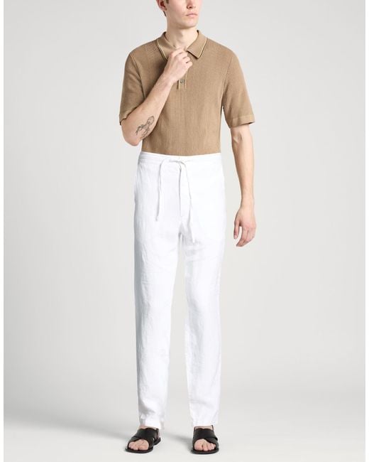 120% Lino White Pants Linen for men