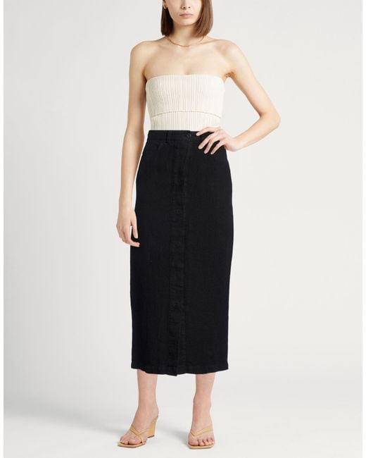 120% Lino Black Midi Skirts