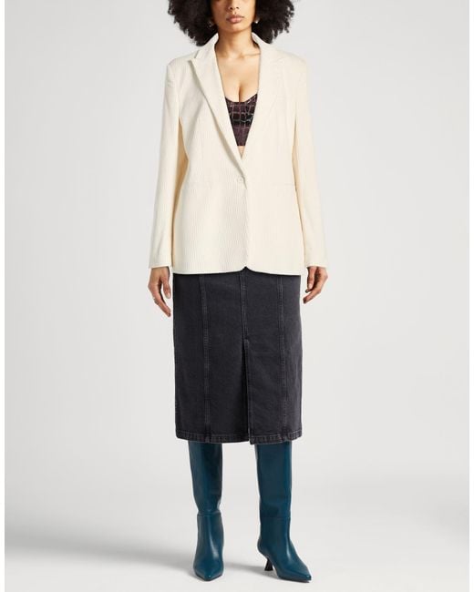 Dondup White Ivory Blazer Cotton, Elastane