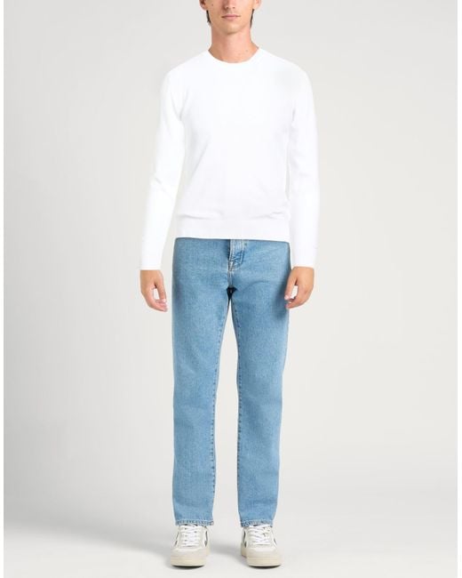 Alpha Studio White Sweater Cotton, Polyester for men