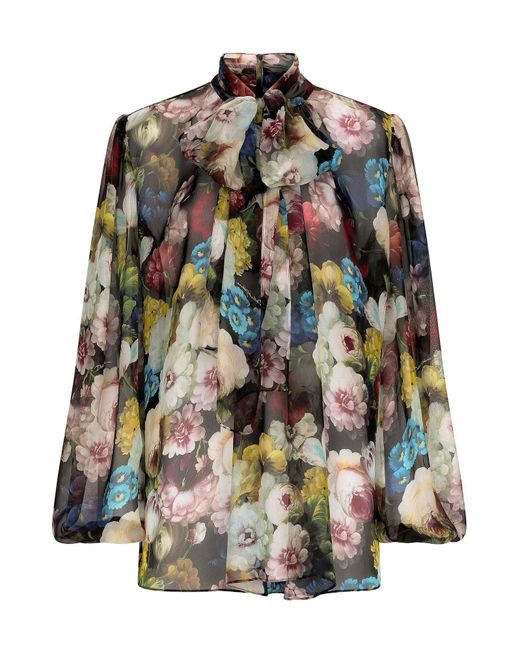 Camisa de chifón estampado flor nocturna Dolce & Gabbana de color Multicolor