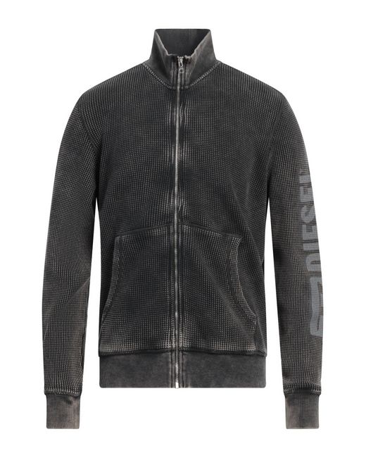 DIESEL Black Charcoal Sweatshirt Cotton, Elastane for men