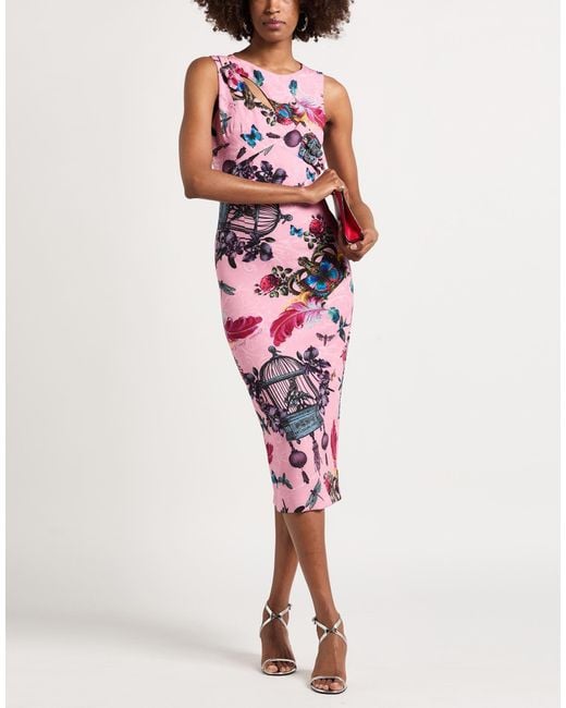 Versace Jeans Couture Pink Midi Dress Polyester, Elastane
