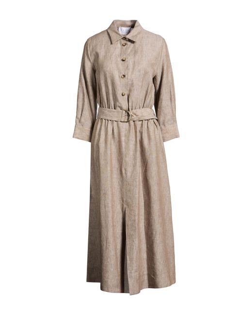 Kaos Natural Taupe Midi Dress Linen