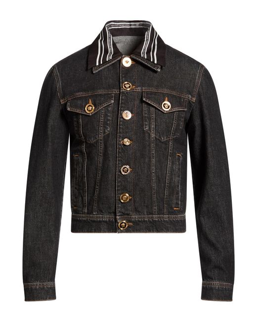 Versace Black Denim Outerwear Cotton for men