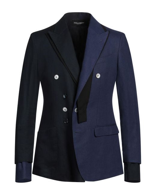 Dolce & Gabbana Blue Blazer Linen, Virgin Wool, Elastane for men