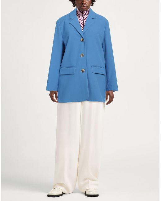Semicouture Blue Blazer Polyester, Viscose, Elastane