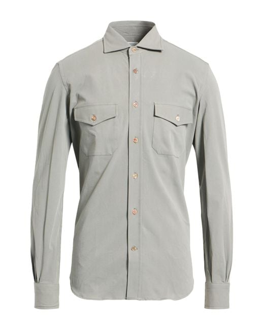 Mazzarelli Gray Shirt Cotton, Elastane for men