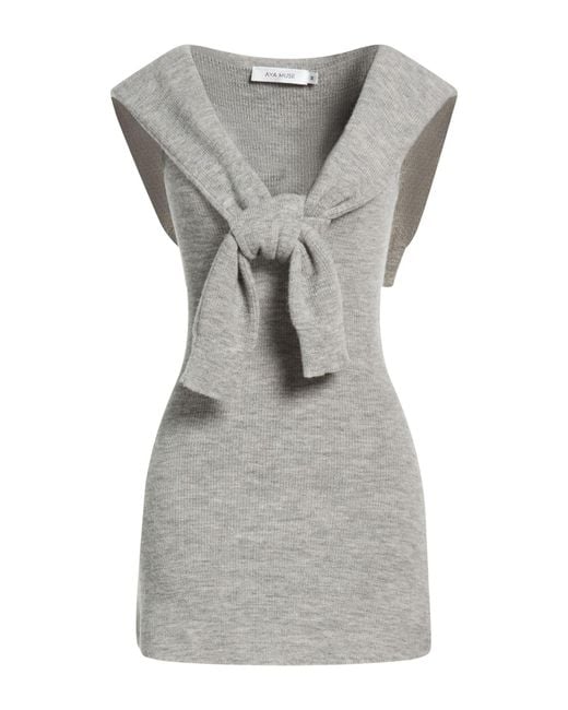 AYA MUSE Gray Mini Dress Wool, Nylon, Alpaca Wool