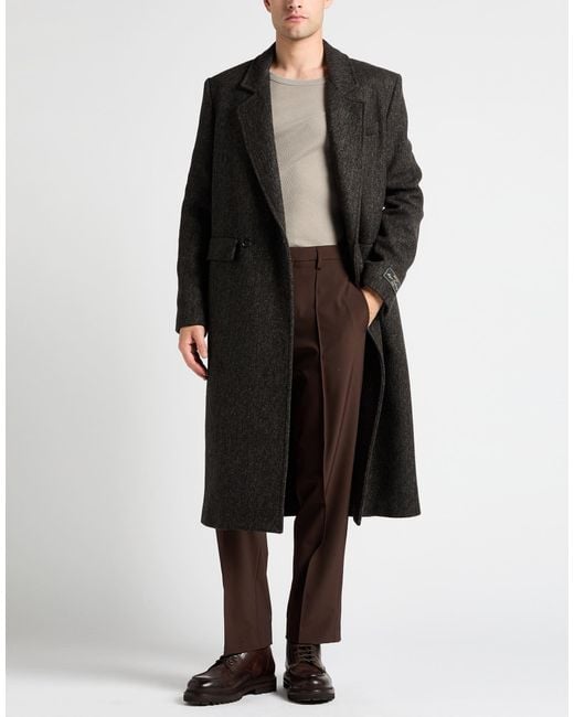 MSGM Black Coat Wool, Polyamide, Acrylic, Polyester for men