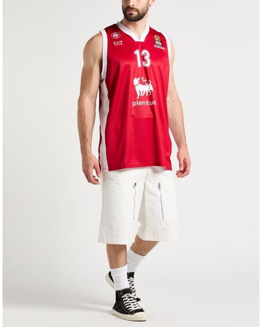 EA7 Red Tank Top Polyester for men
