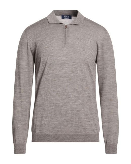 Fedeli Gray Sweater Virgin Wool for men