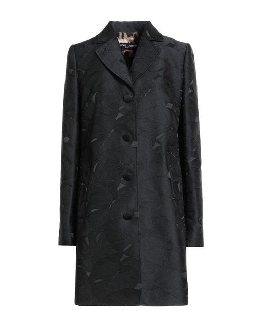Dolce & Gabbana Black Overcoat & Trench Coat Polyester, Polyamide