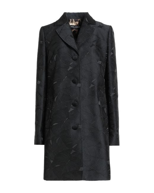 Dolce & Gabbana Black Overcoat & Trench Coat Polyester, Polyamide