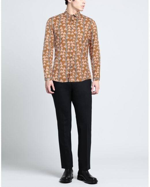 Daniele Alessandrini Brown Shirt Cotton, Elastane for men