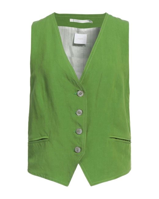 .., merci italia Green Tailored Vest Cotton, Elastane