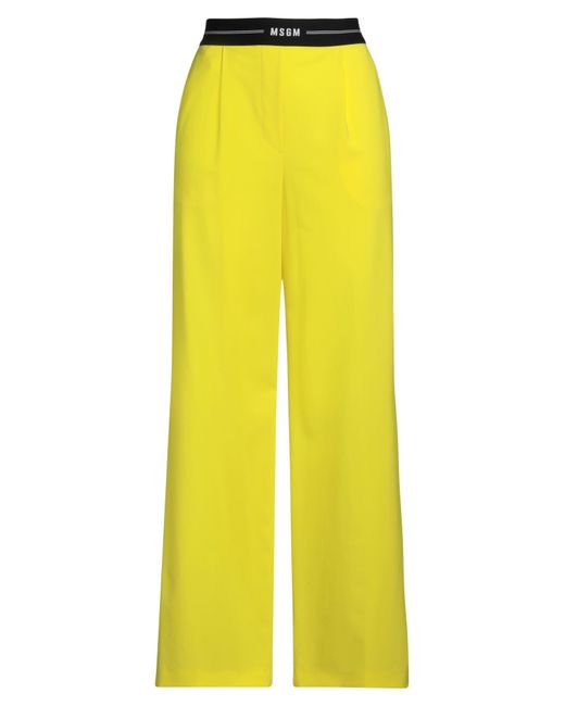 MSGM Yellow Pants Virgin Wool, Elastane