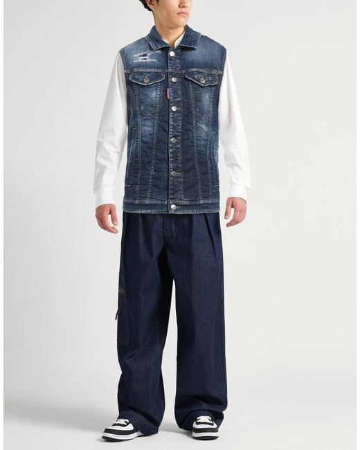 DSquared² Blue Denim Outerwear Cotton, Elastane for men