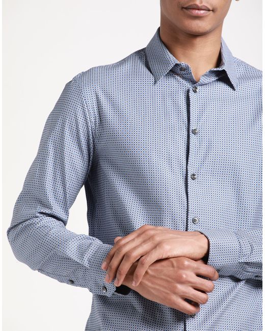 Giorgio Armani Blue Shirt Cotton, Elastane for men