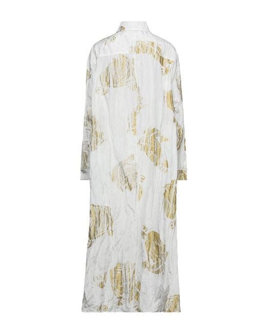 Lanvin White Midi Dress Cotton, Silk, Metal