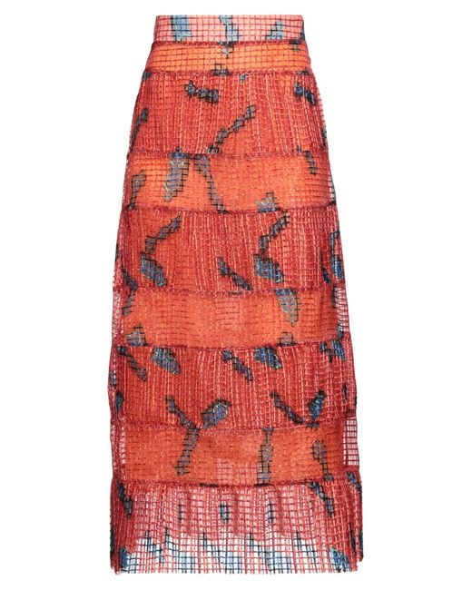 Stella Jean Red Midi-Rock