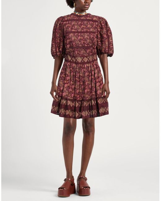 Sea Red Floral Pleated Cotton Dress