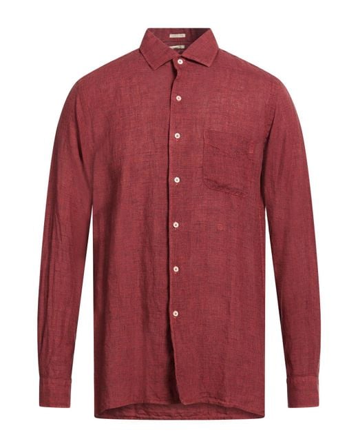 Massimo Alba Red Shirt Linen for men