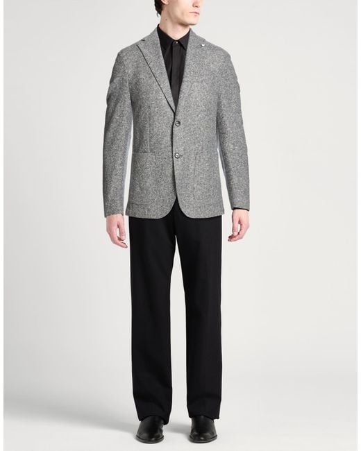 L.b.m. 1911 Gray Blazer Acrylic, Cotton, Polyester, Virgin Wool for men