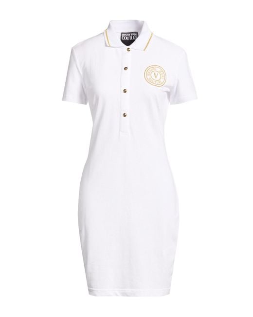 Versace Jeans Couture White Mini Dress Cotton, Polyester, Elastane