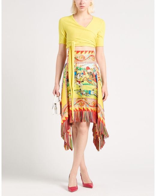 Blugirl Blumarine Yellow Wrap Cardigans Cotton, Polyamide, Elastane