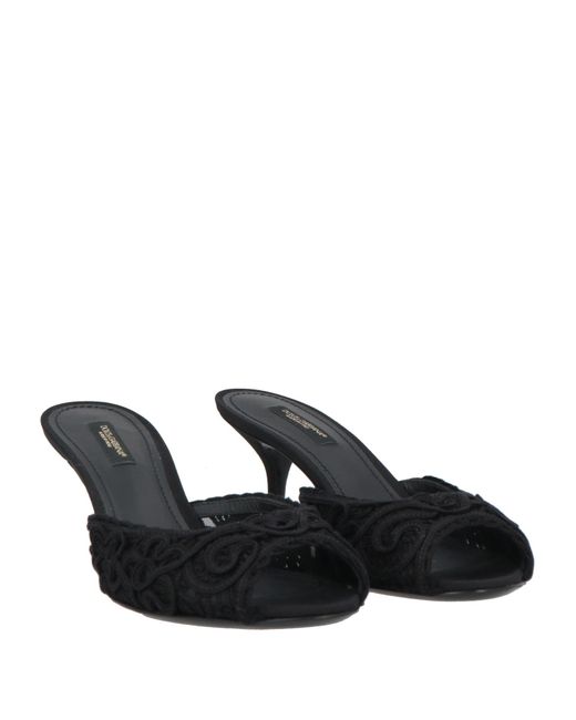 Dolce & Gabbana Black Sandals Cotton, Polyester, Viscose