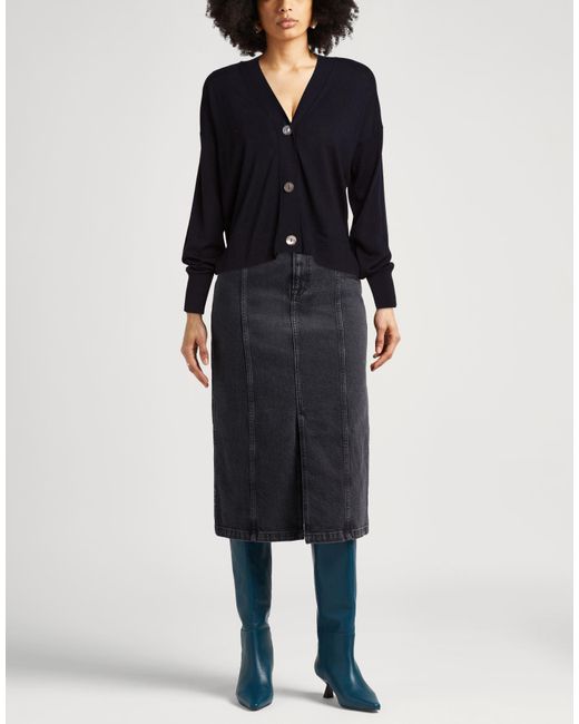 Alpha Studio Blue The Fine Essentials Midnight Cardigan Merino Wool