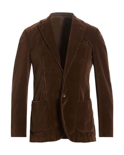 Santaniello Brown Blazer Cotton for men