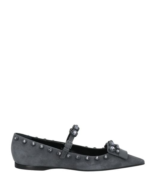 Sergio Rossi Gray Lead Ballet Flats Leather