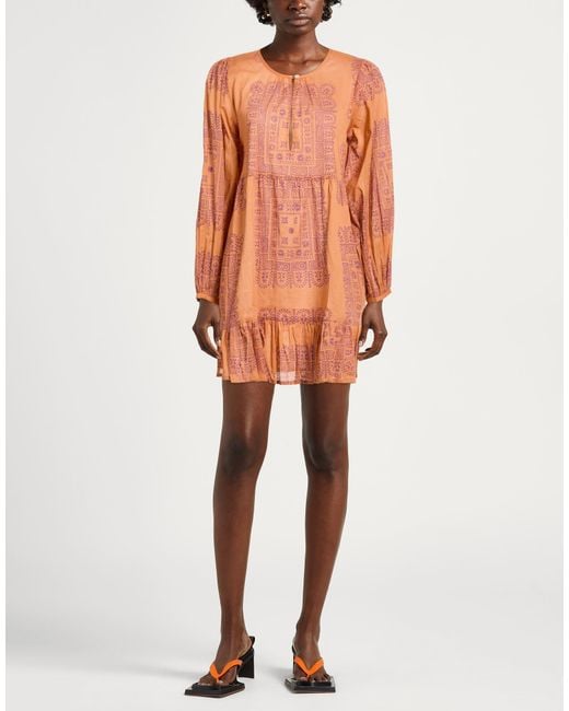 Antik Batik Orange Mini Dress Cotton