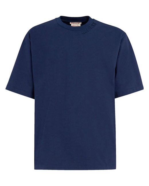 T-shirt en coton à patch logo Marni pour homme en coloris Blue