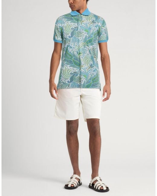 Etro Blue Slate Polo Shirt Cotton for men