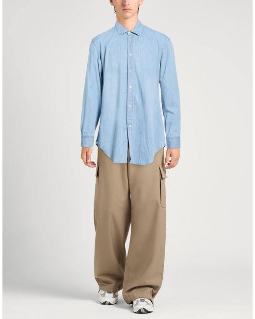 Eleventy Blue Denim Shirt Cotton for men