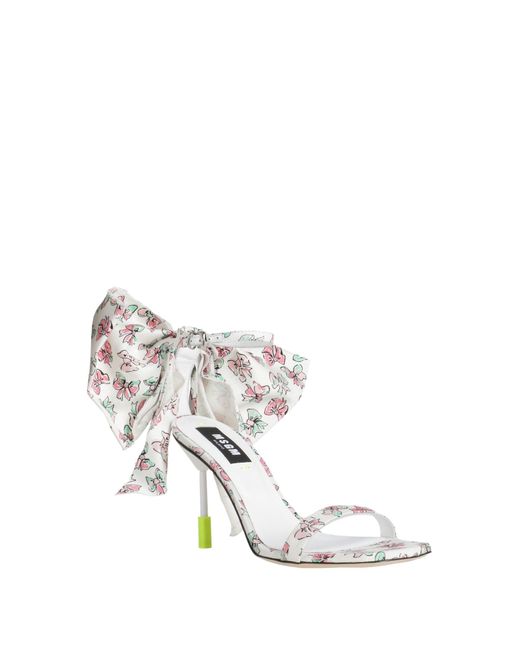 MSGM White Sandals Textile Fibers