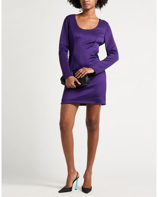 Versace Purple Mini Dress Silk, Viscose, Polyamide, Elastane