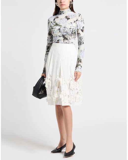 Alberta Ferretti White Midi Skirt Cotton